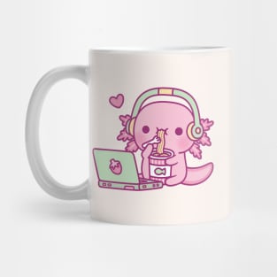 Cute Axolotl Loves Instant Noodles And Anime Mug